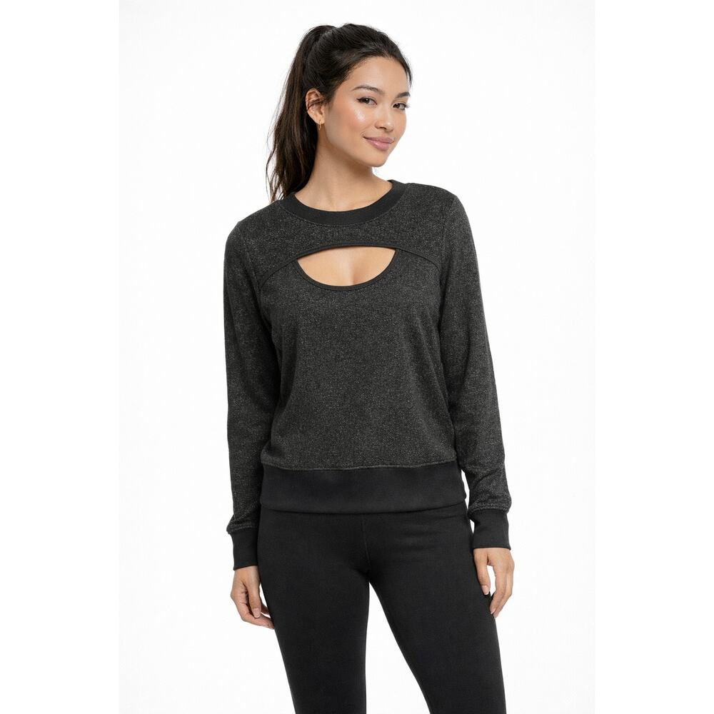 KORAL Women's Breach Open Front Sweater/Sweatshirt Black/Gray Size Medium